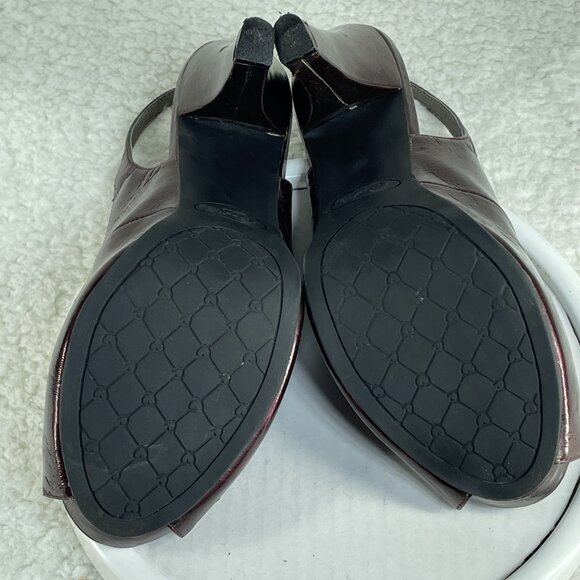 Candie's High Heels Womens Sz 8.5 Burgundy Red Slingback Peep Toe 4 Inch Heels - Picture 7 of 8